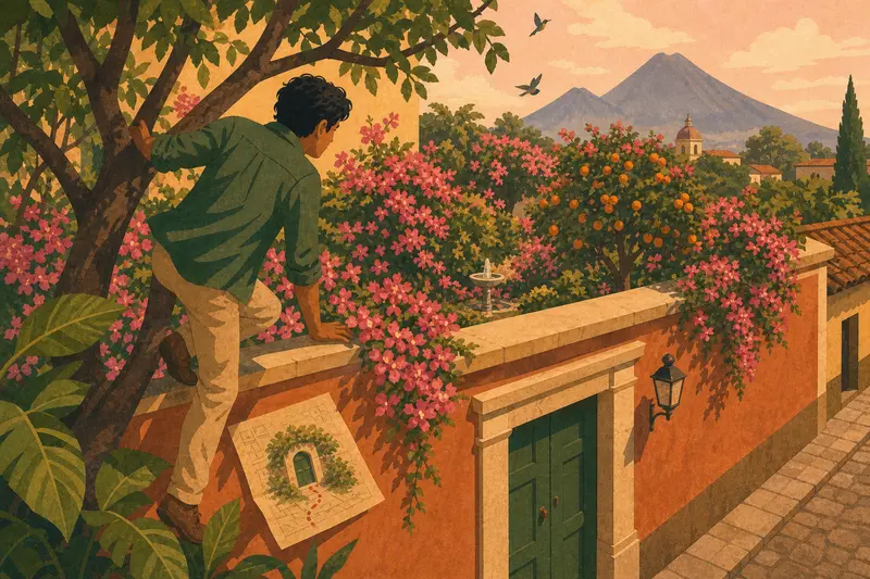 Cover illustration for Flowers Behind the Wall, A1 Spanish story