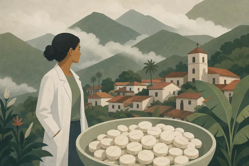 Cover illustration for The Sugar Pills of San Laureano, C1 Spanish story