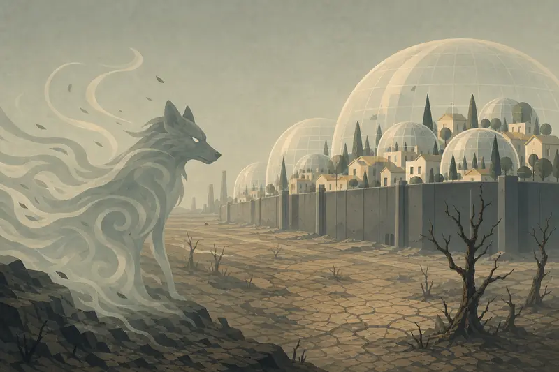 Cover illustration for The Wolf Who Stopped Blowing, C1 Spanish story