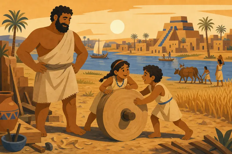 Cover illustration for The Wheel Thief of Sumer, A2 Spanish story