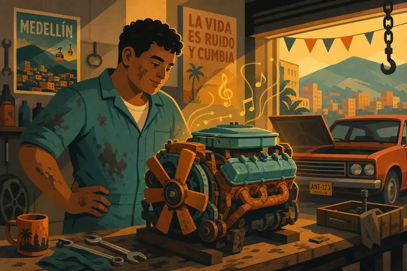 Cover illustration for The Engine That Drank Water and Sang, A2 Spanish story