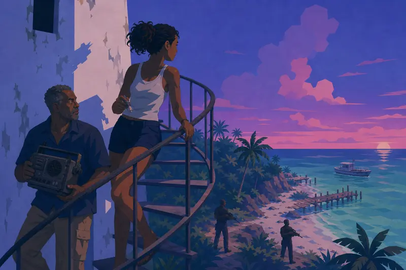 Cover illustration for Signal at First Light, B1 Spanish story