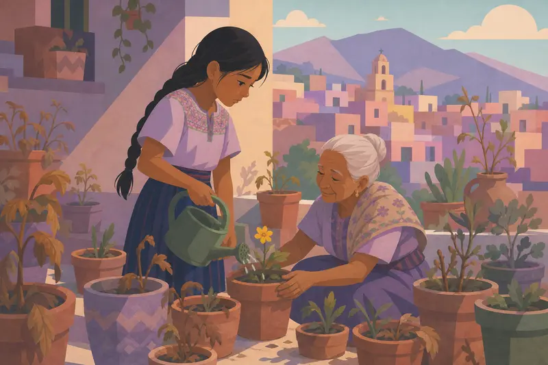 Cover illustration for Water and Sun, A0 Spanish story