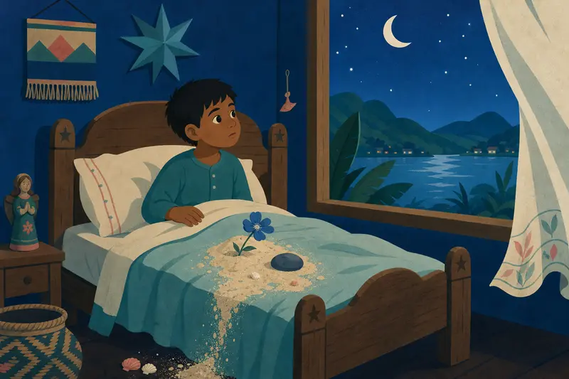 Cover illustration for The Bed That Crossed the Sea, A2 Spanish story