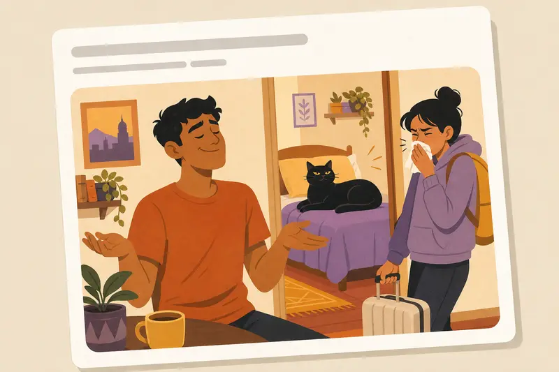 Cover illustration for AITJ for making my cousin sleep with my cat because the cat likes that bed?, A1 Spanish story