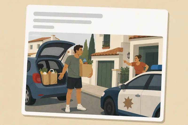 Cover illustration for AITJ for parking in my neighbor's driveway for five minutes?, A2 Spanish story
