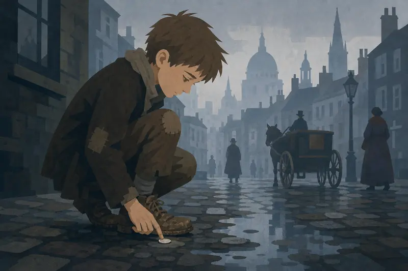 Cover illustration for The Silver Coin, A1 Spanish story