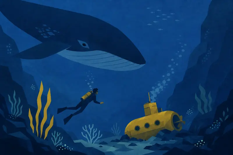 Cover illustration for A Friend in the Deep, A1 Spanish story