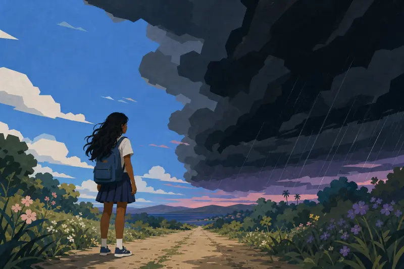 Cover illustration for The Black Sky, A0 Spanish story