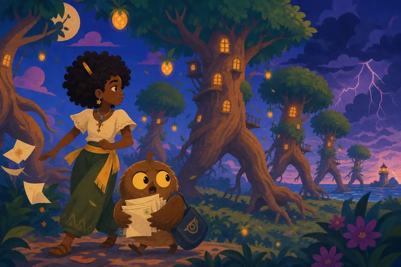Cover illustration for The Trees Walk at Night, A1 Spanish story