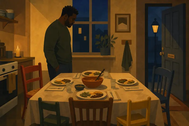 Cover illustration for Five Chairs, A0 Spanish story