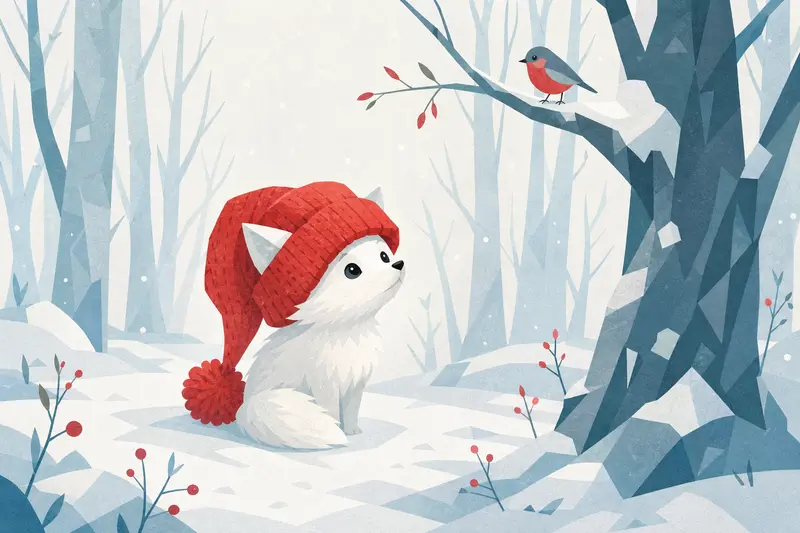 Cover illustration for The Little Fox and the Red Hat, A0 Spanish story