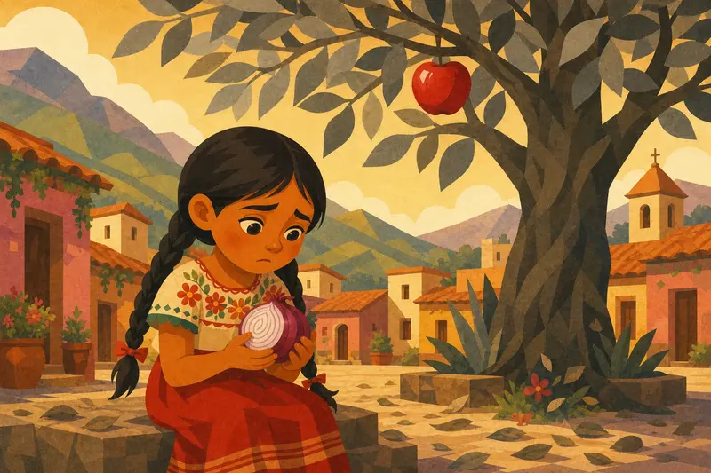 Cover illustration for Alondra's Onion, A1 Spanish story