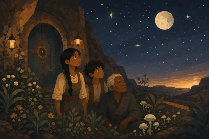 Cover illustration for The Night Garden, A1 Spanish story