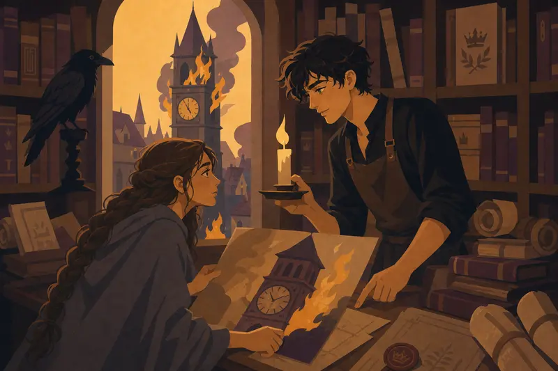 Cover illustration for Fire in the Clock Tower, B2 Spanish story