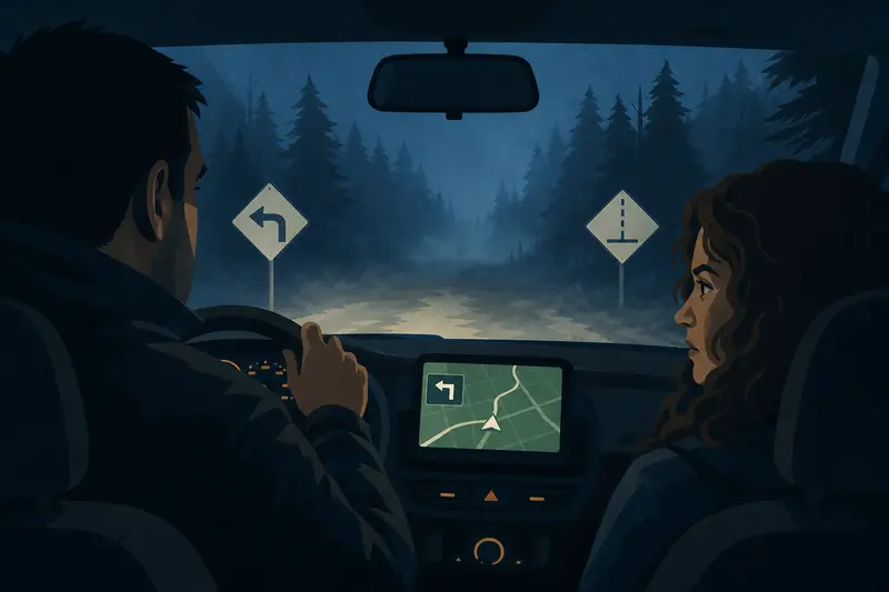 Cover illustration for The Road That Doesn't Exist, A2 Spanish story