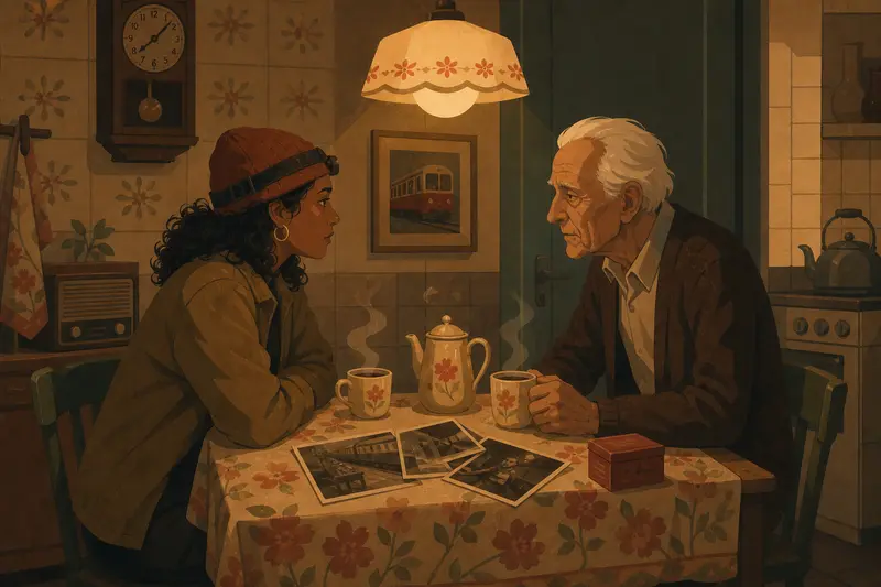 Cover illustration for Three Photographs, C1 Spanish story