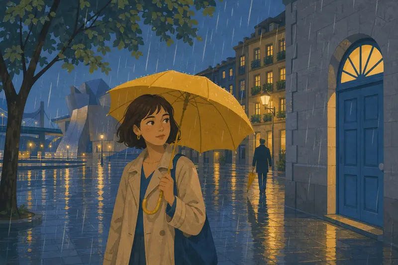 Cover illustration for The Blue Door, A0 Spanish story