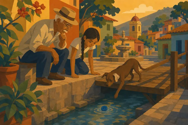 Cover illustration for The Blue Button, A0 Spanish story