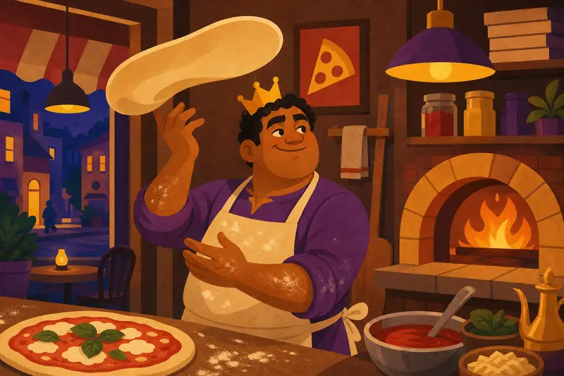 Cover illustration for The King Who Wanted Pizza, A1 Spanish story
