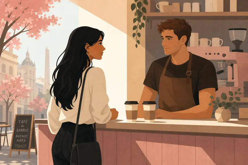 Cover illustration for The Second Coffee, A1 Spanish story