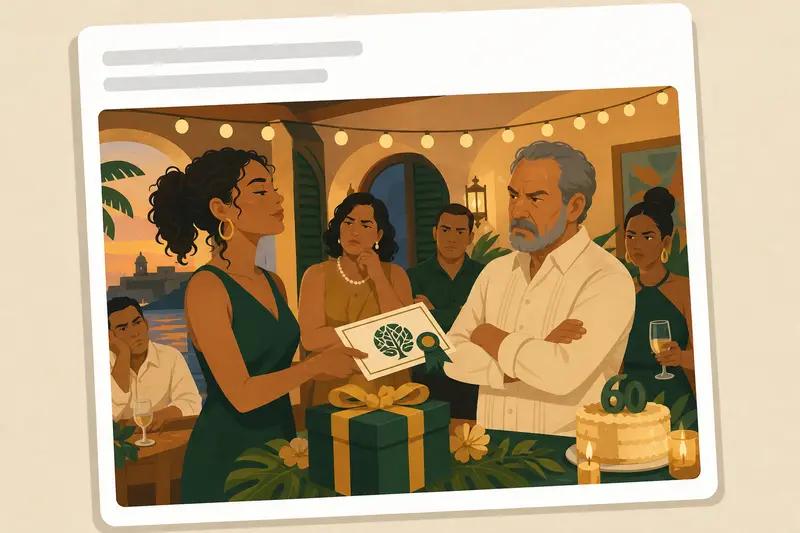 Cover illustration for AITJ for donating $25,000 to my foundation in my father's name as a birthday gift, knowing it would infuriate him?, C1 Spanish story
