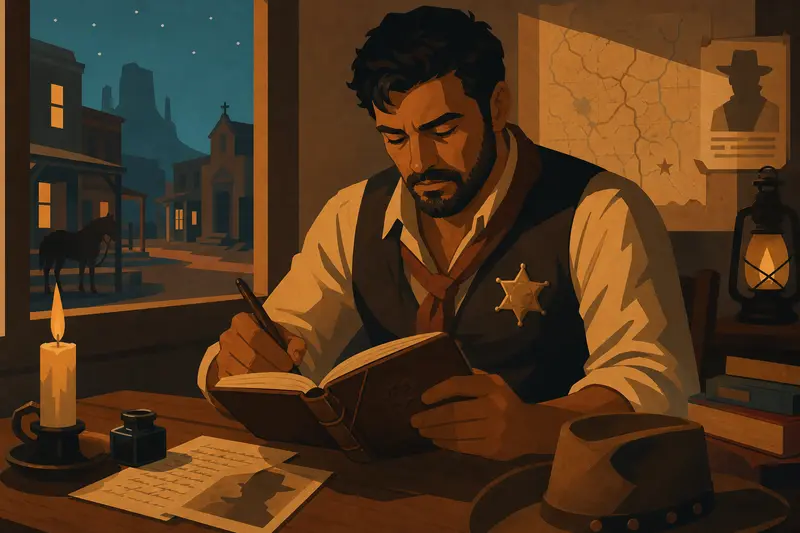 Cover illustration for The Lawman's Secret Ink, B1 Spanish story