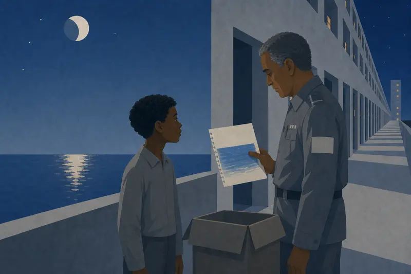 Cover illustration for A Door Facing the Sea, A0 Spanish story