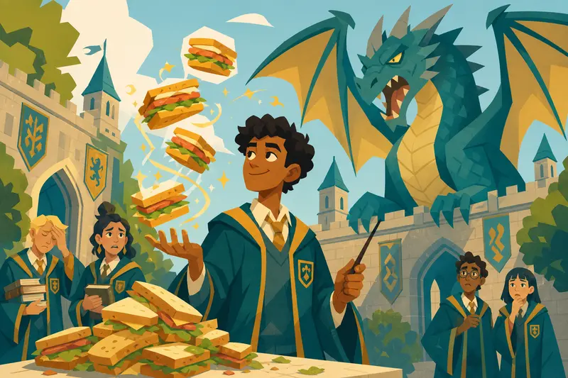 Cover illustration for The Sandwich Wizard, B1 Spanish story