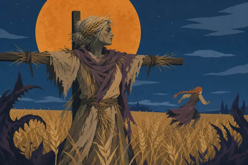 Cover illustration for The Vigil of Straw and Bone, C1 Spanish story