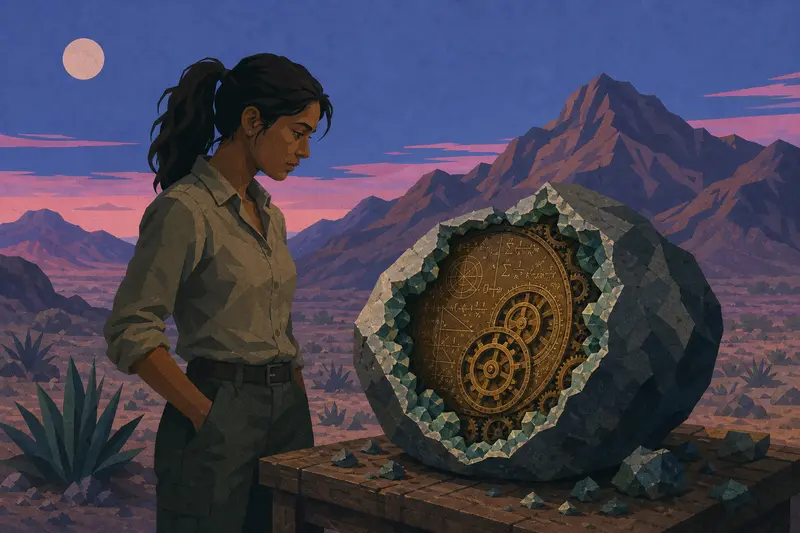 Cover illustration for The Theorem in the Stone, B2 Spanish story