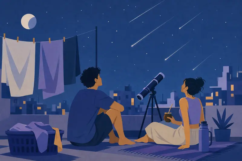Cover illustration for Laundry and Meteors, B1 Spanish story