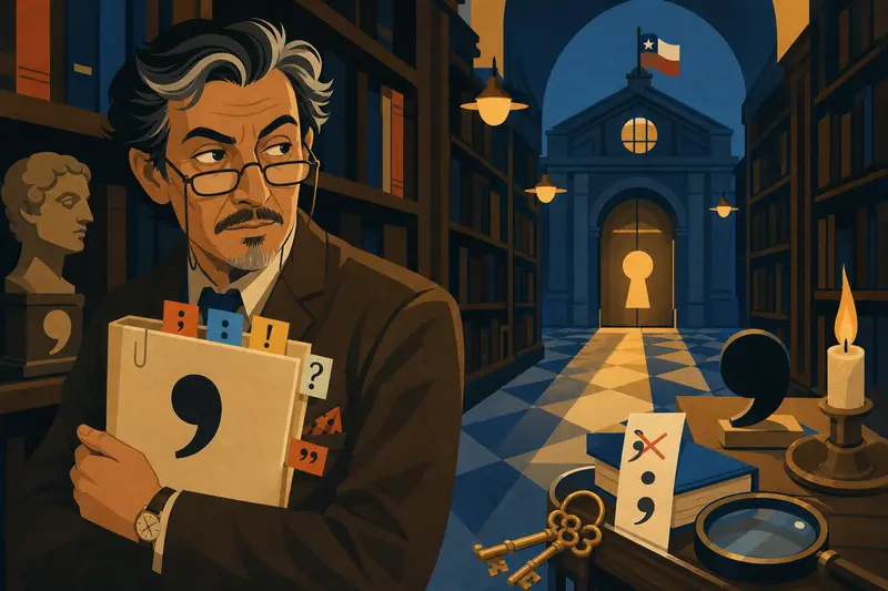Cover illustration for The Comma Heist, C2 Spanish story