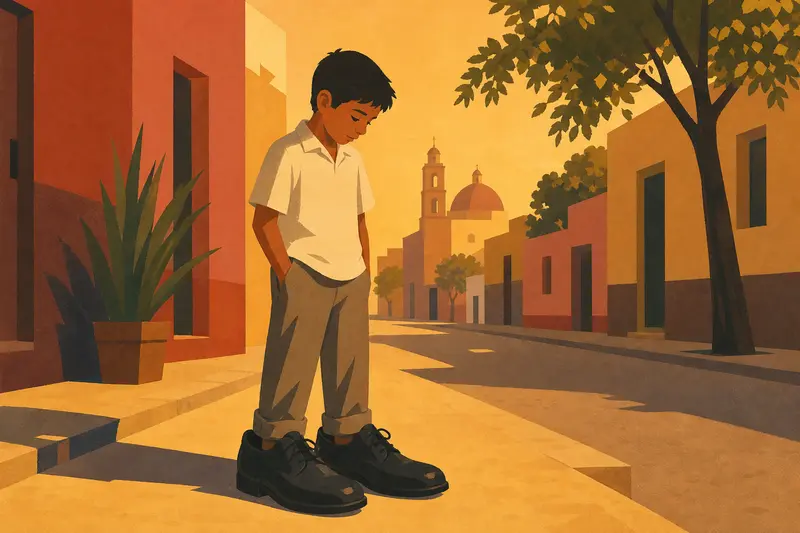 Cover illustration for The Black Shoes, A0 Spanish story