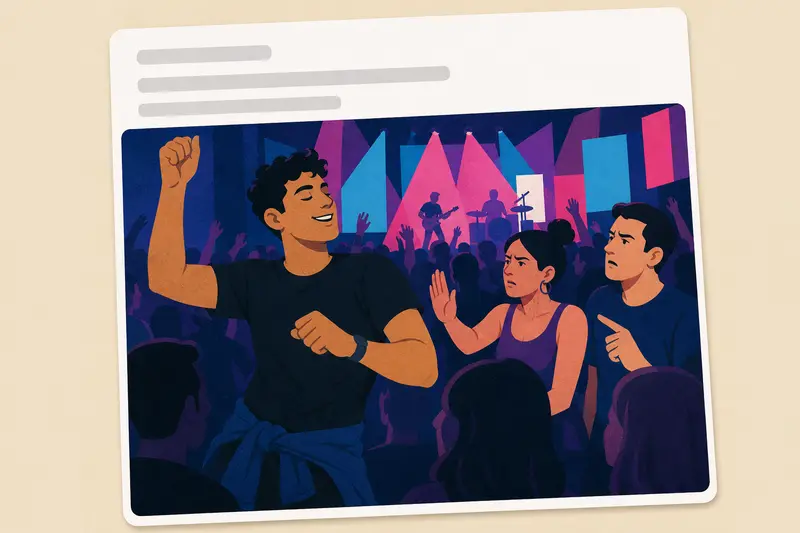 Cover illustration for AITJ for standing and dancing during the entire concert?, B1 Spanish story