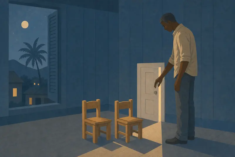 Cover illustration for Behind the White Door, A0 Spanish story