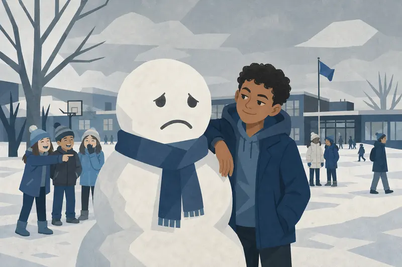 Cover illustration for The Snow Teacher, A1 Spanish story