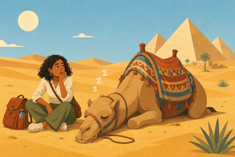 Cover illustration for The Camel That Wanted to Sleep, A1 Spanish story
