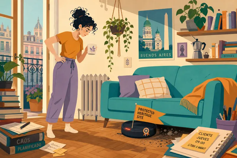 Cover illustration for The Massacre Under the Sofa, B2 Spanish story