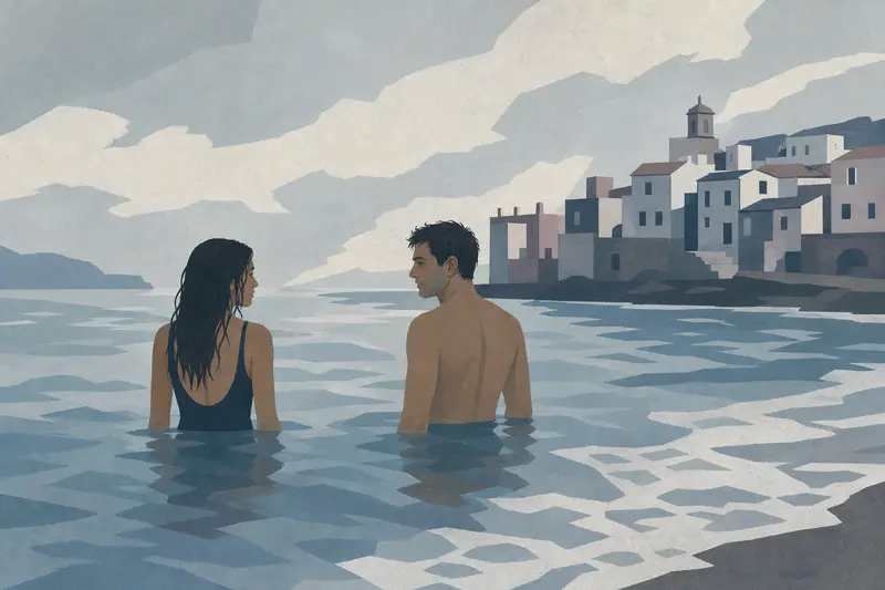 Cover illustration for The Cold Morning Sea, A1 Spanish story