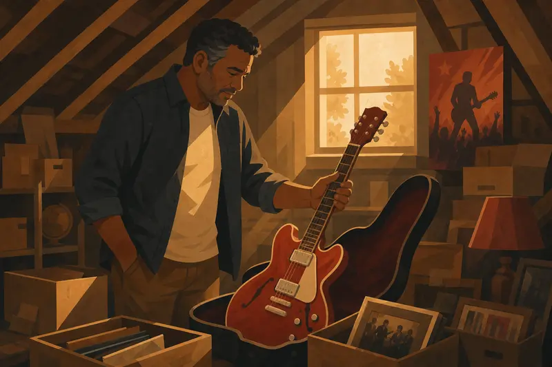 Cover illustration for The Red Guitar in the Attic, A2 Spanish story