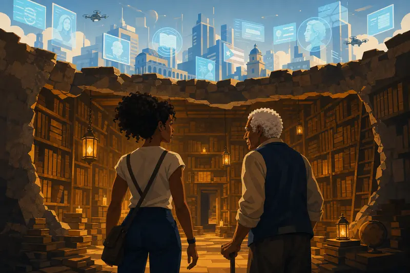 Cover illustration for The Door Behind the Wall, B2 Spanish story
