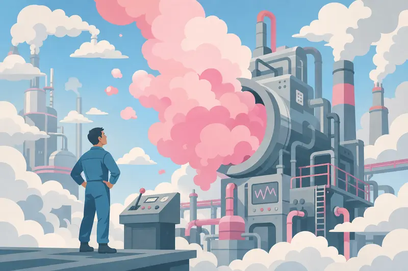 Cover illustration for The Pink Cloud Factory, A1 Spanish story