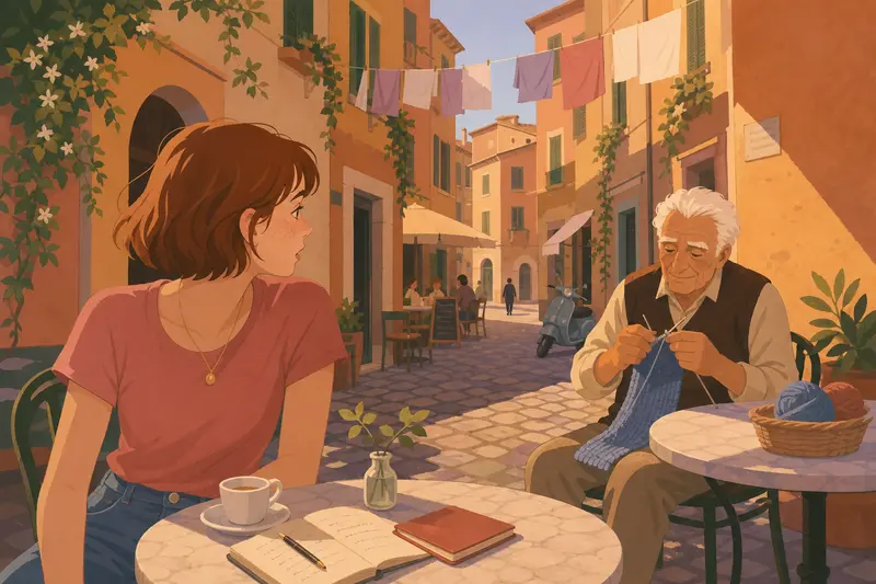 Cover illustration for Half a Scarf in Trastevere, B1 Spanish story