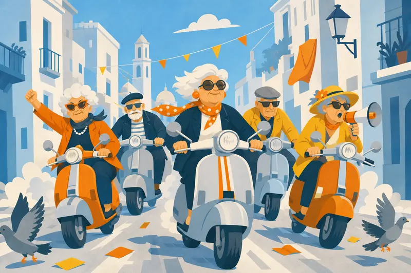 Cover illustration for The Chrome Wolves of Calle Mayor, B2 Spanish story
