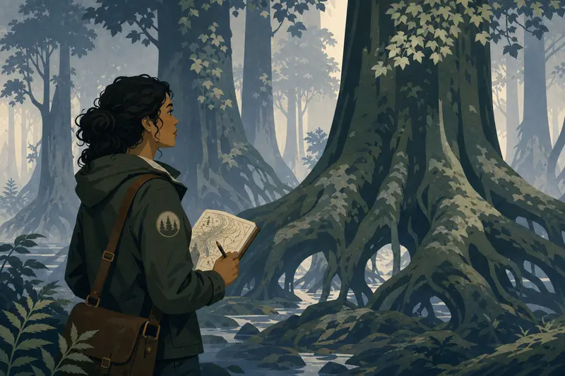 Cover illustration for The Forest That Walks When You Look Away, B1 Spanish story