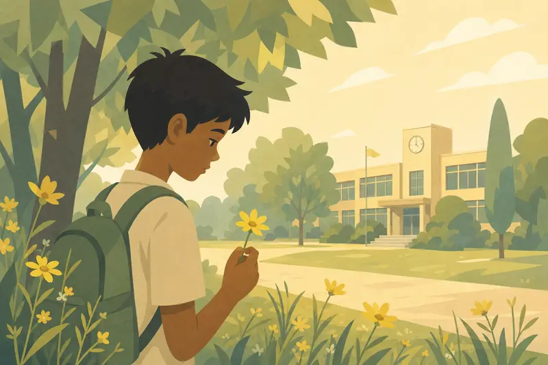 Cover illustration for The Yellow Flower, A0 Spanish story