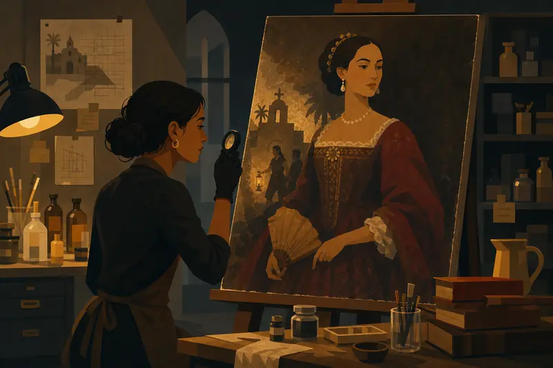 Cover illustration for The Spy in the Brushstrokes, B2 Spanish story
