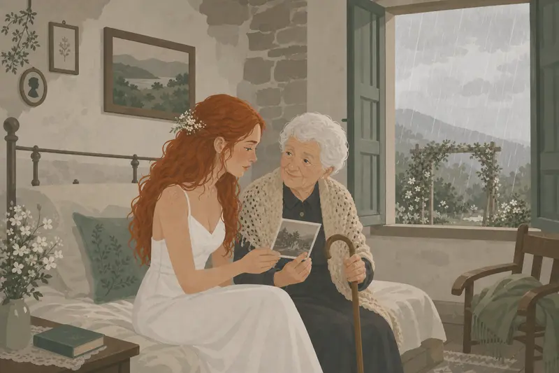 Cover illustration for Barefoot in the Rain, A1 Spanish story