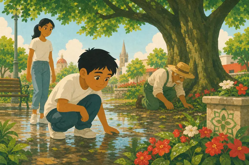 Cover illustration for Three Little Clouds, A0 Spanish story